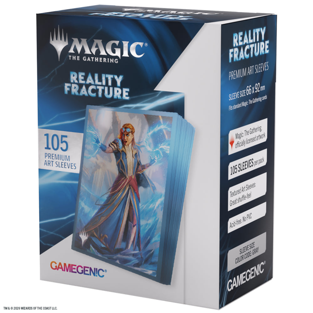 Gamegenic magic the gathering reality fracture premium card sleeves in blue and white displayed in a box