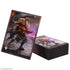 Black card sleeves by Gamegenic for Magic the Gathering featuring a skeletal warrior in ornate armor with purple orange lighting