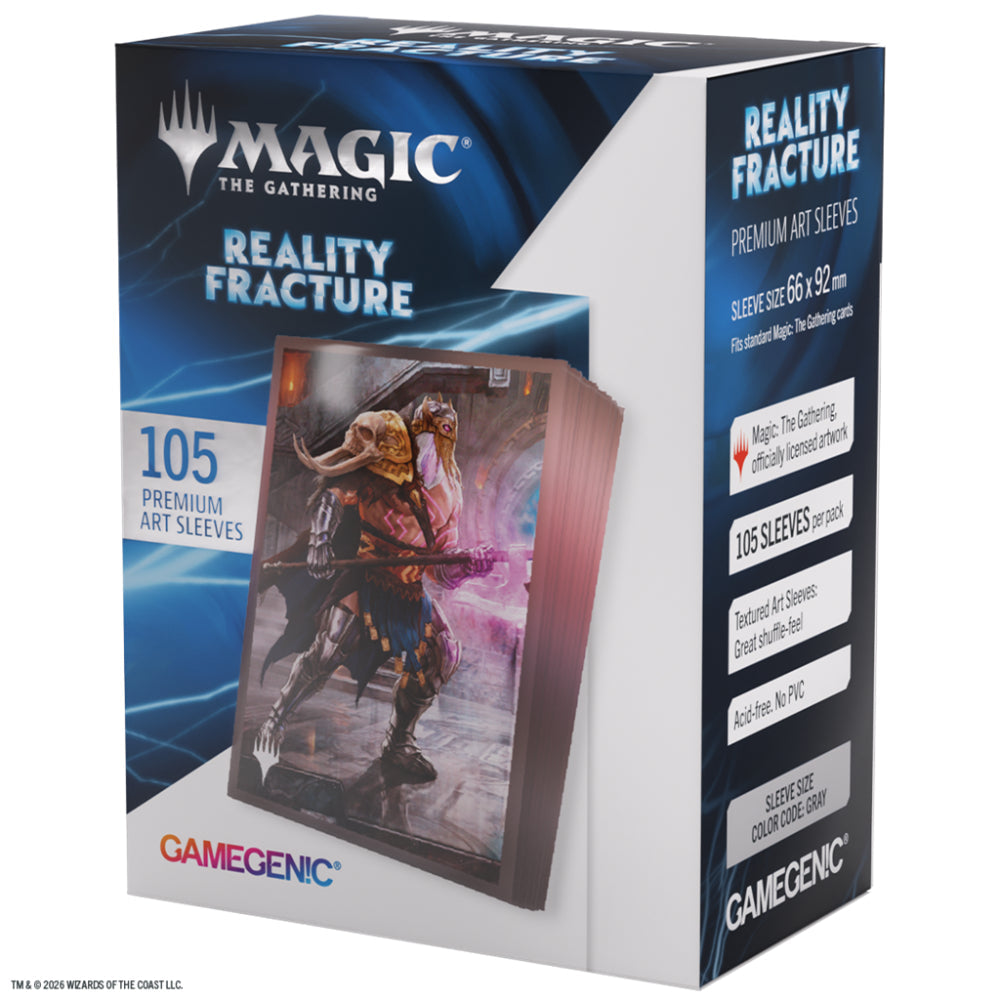 Blue and white premium art card sleeves by Gamegenic for Magic the Gathering Reality Fracture deck protection