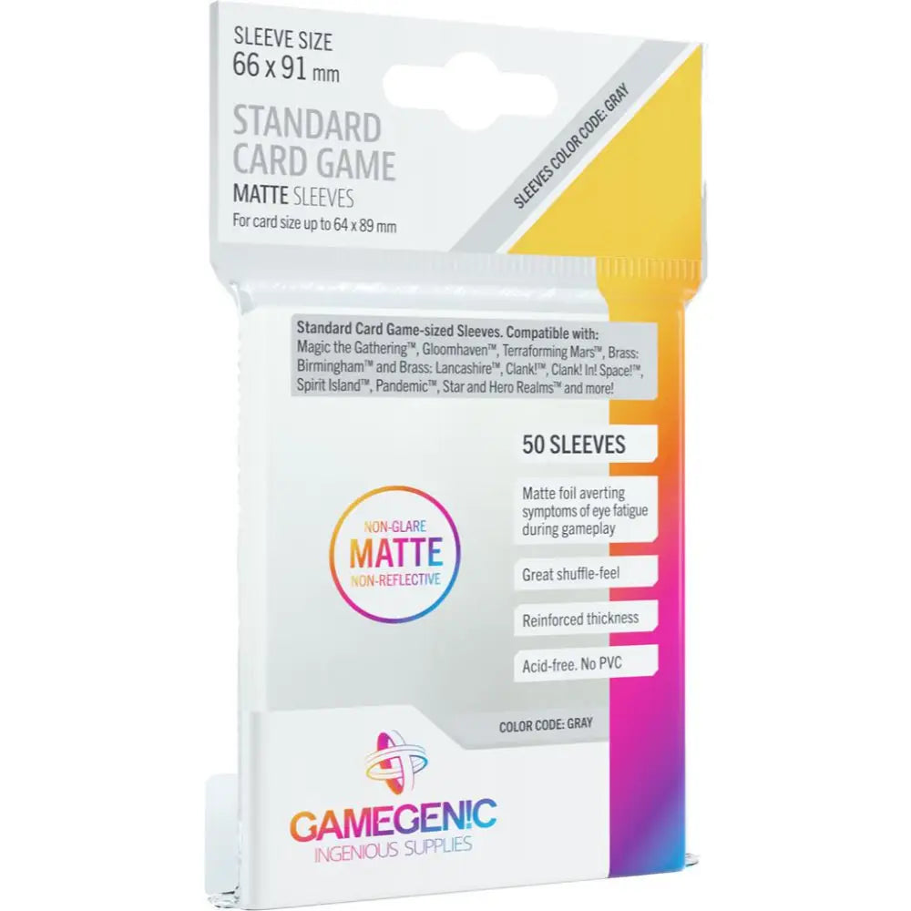 Gamegenic Matte Prime Board Game Sleeves Sleeves Gamegenic 66 x 91mm - Standard Card Game (50 sleeves) (FFG Code Gray)  