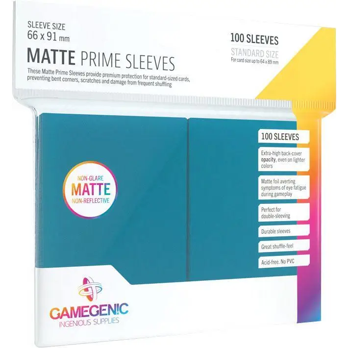 Gamegenic Matte Prime Sleeves Standard 66mm x 91mm (100) - Blue - Card Games