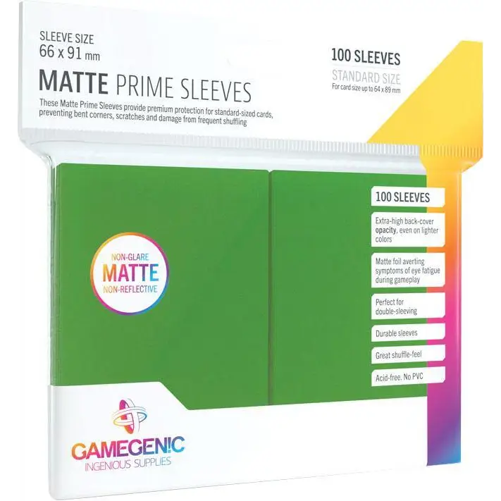 Gamegenic Matte Prime Sleeves Standard 66mm x 91mm (100) - Green - Card Games