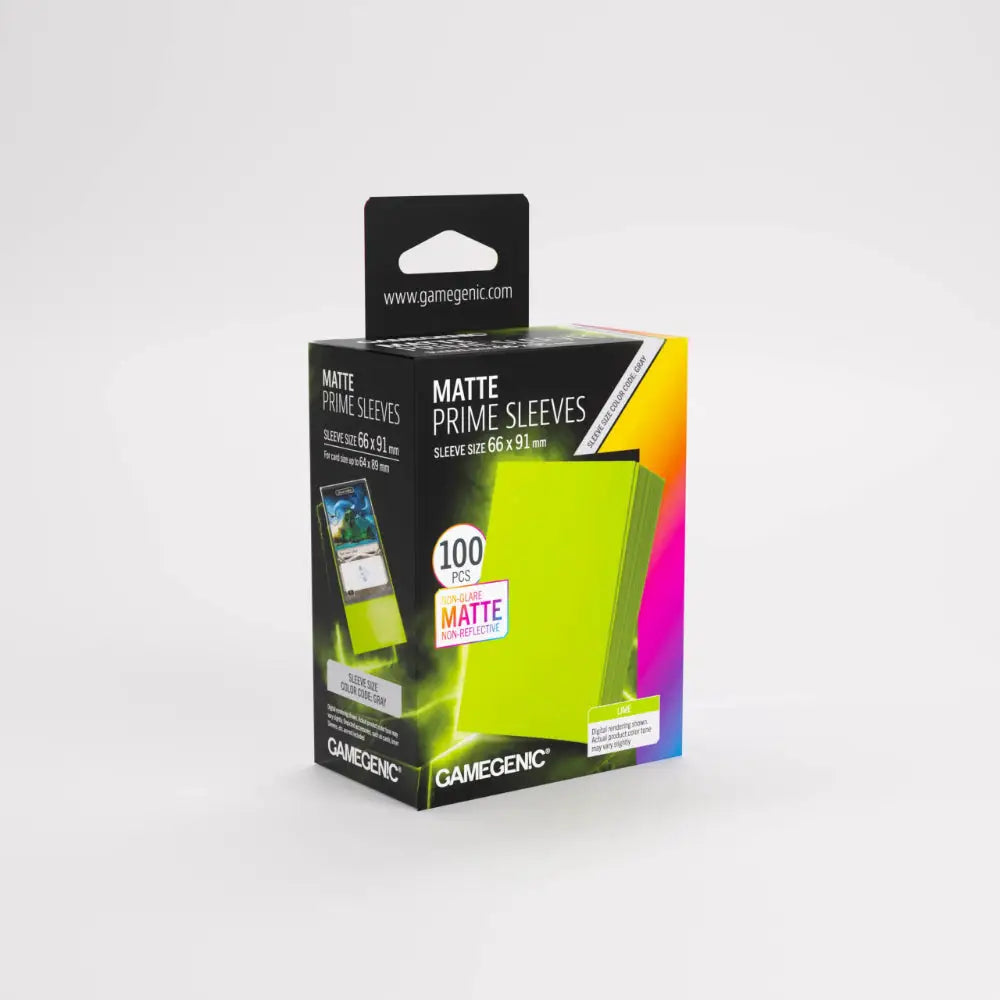 Gamegenic Matte Prime Sleeves Standard 66mm x 91mm (100) - Lime - Card Games