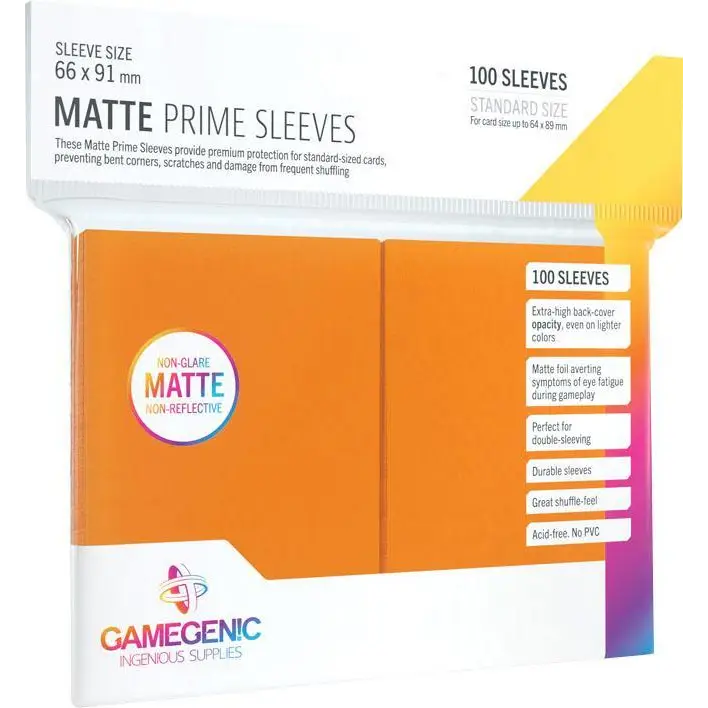 Gamegenic Matte Prime Sleeves Standard 66mm x 91mm (100) - Orange - Card Games