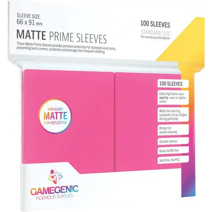 Gamegenic Matte Prime Sleeves Standard 66mm x 91mm (100) - Pink - Card Games
