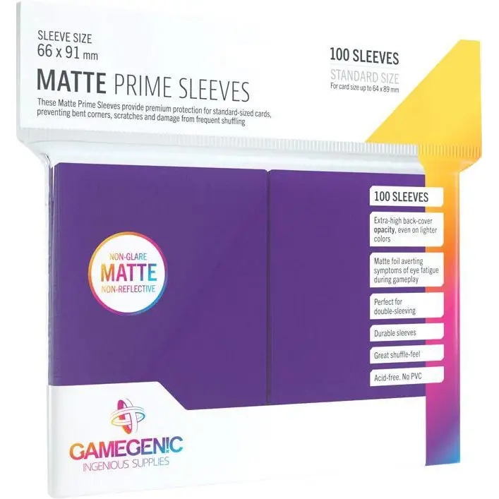 Gamegenic Matte Prime Sleeves Standard 66mm x 91mm (100) - Purple - Card Games
