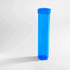 A translucent blue hexagonal plastic storage tube with matching lid for gamegenic playmat storage