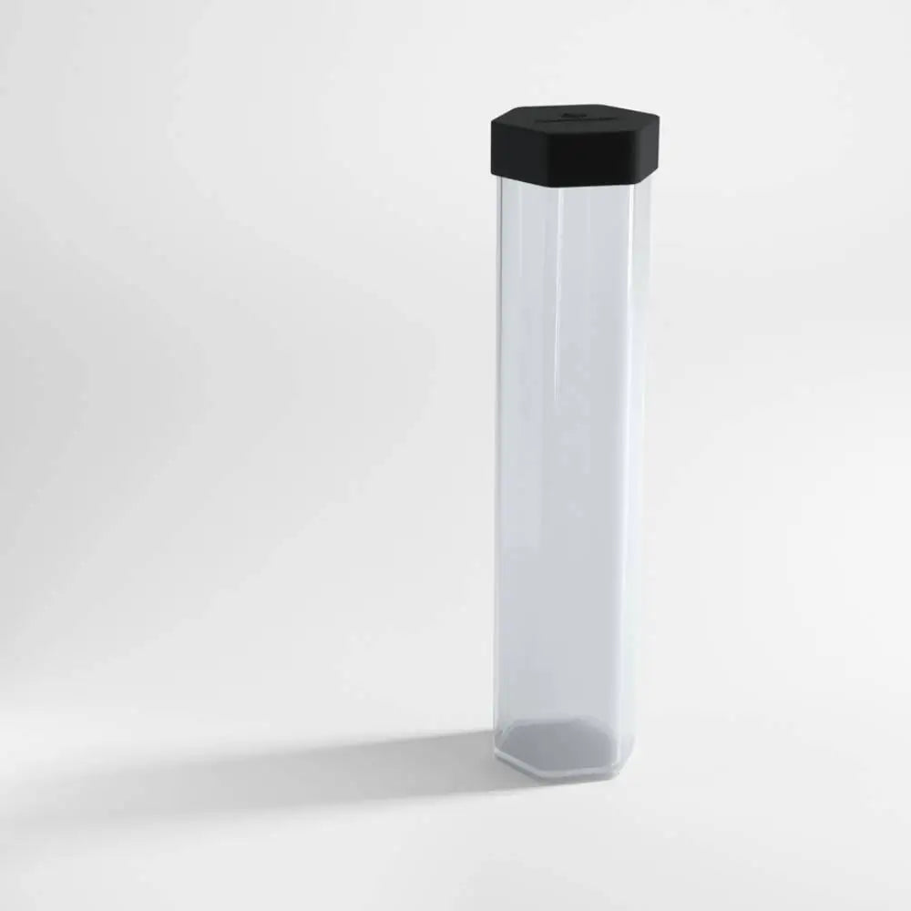 Gamegenic playmat tube clear hexagonal plastic storage tube with black lid for secure playmat storage