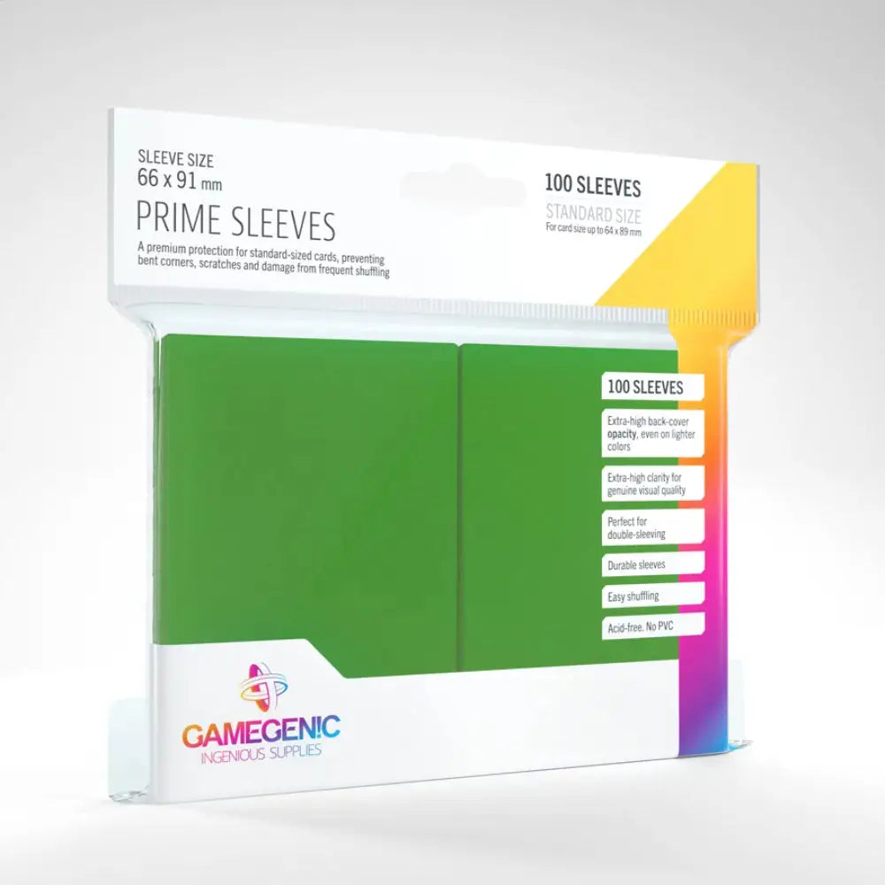 Gamegenic Prime Sleeves Standard 66mm x 91mm (100) - Green - Card Games