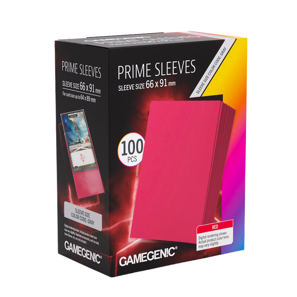 Gamegenic Prime Sleeves Standard 66mm x 91mm (100) - Red - Card Games