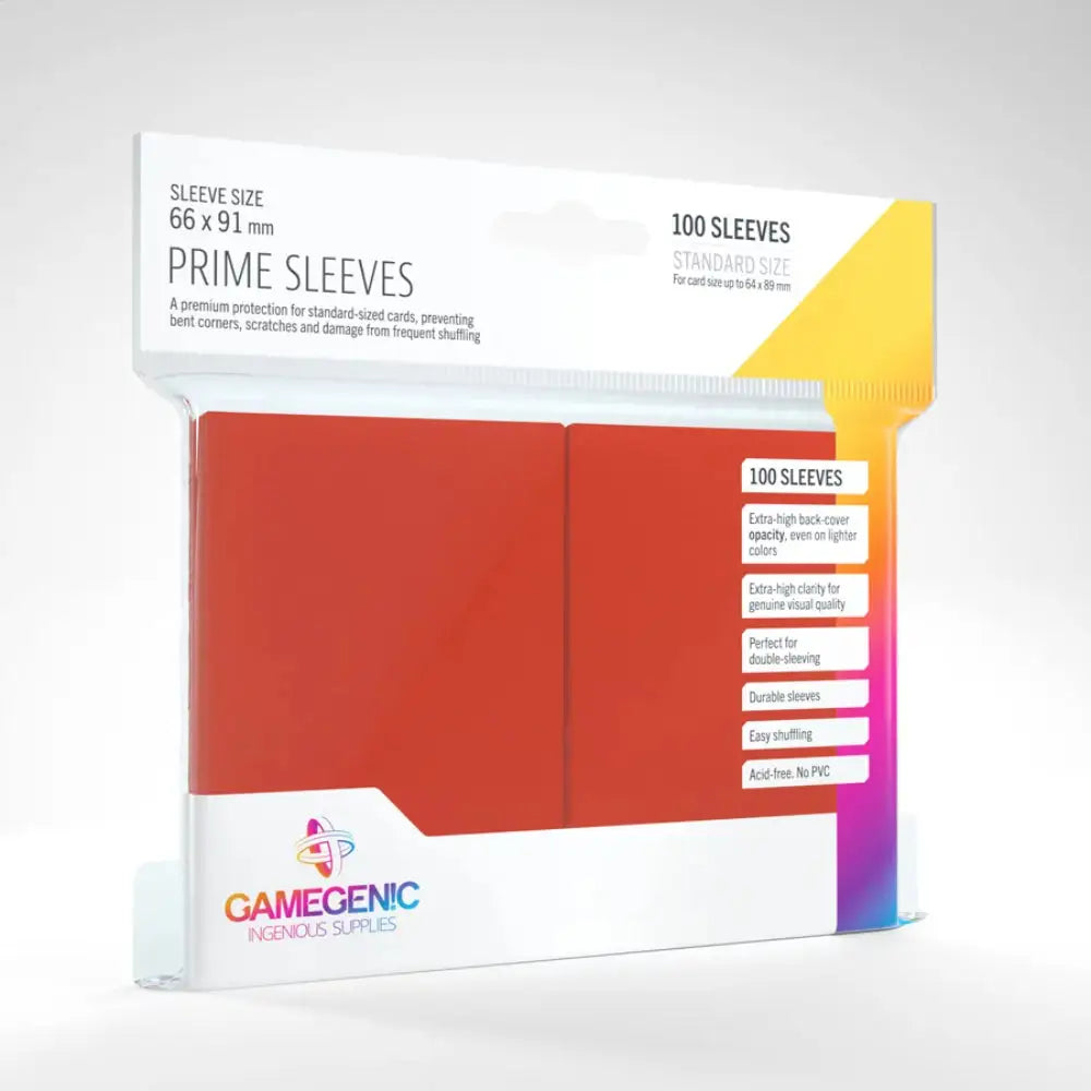 Gamegenic Prime Sleeves Standard 66mm x 91mm (100) - Red - Card Games