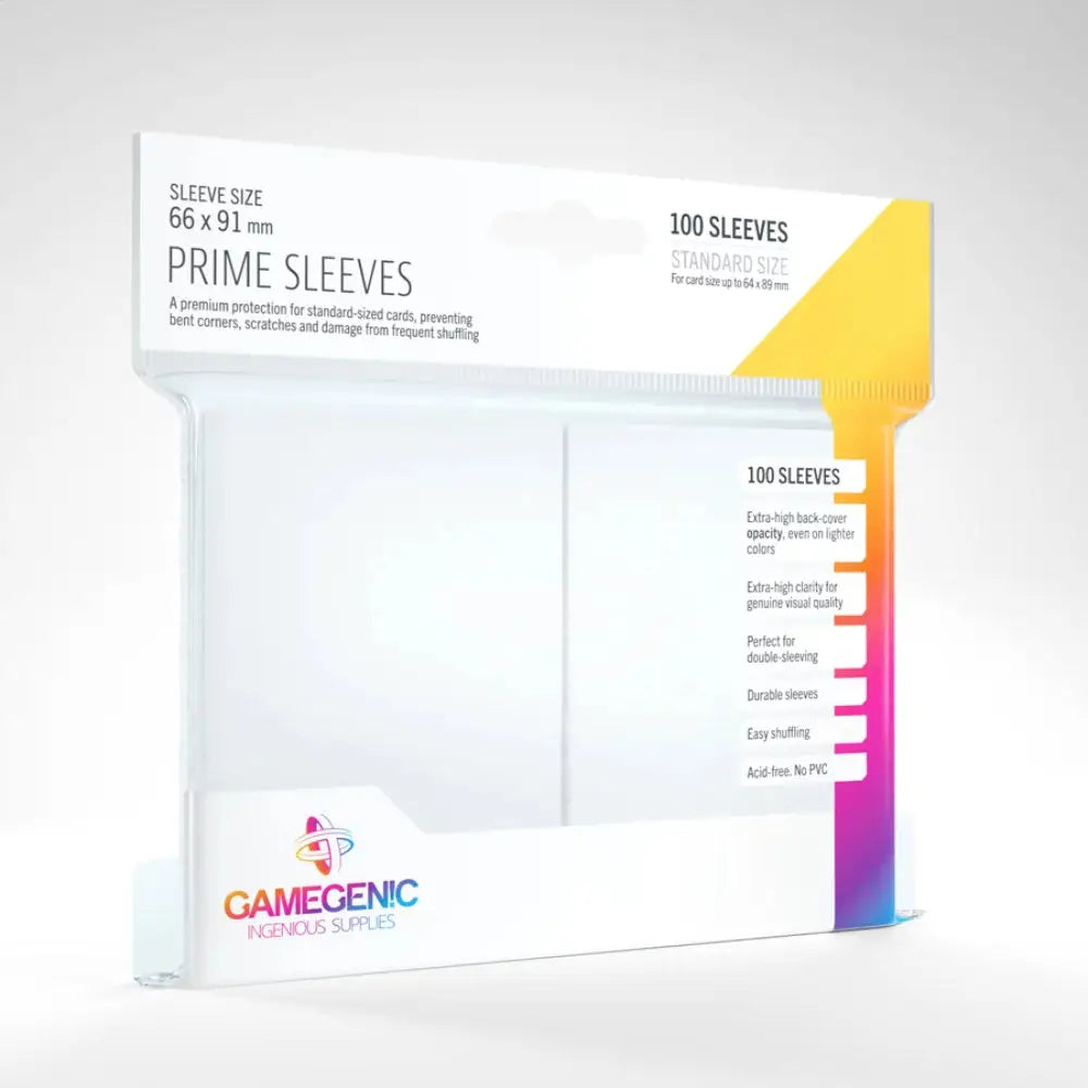 Gamegenic Prime Sleeves Standard 66mm x 91mm (100) - White - Card Games