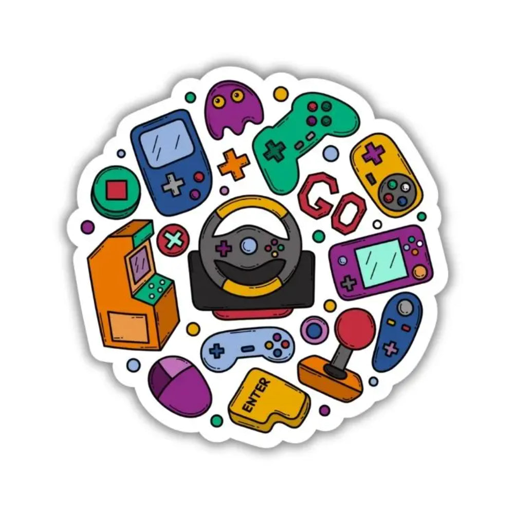Gamer Accessories Doodle Sticker - Gifts