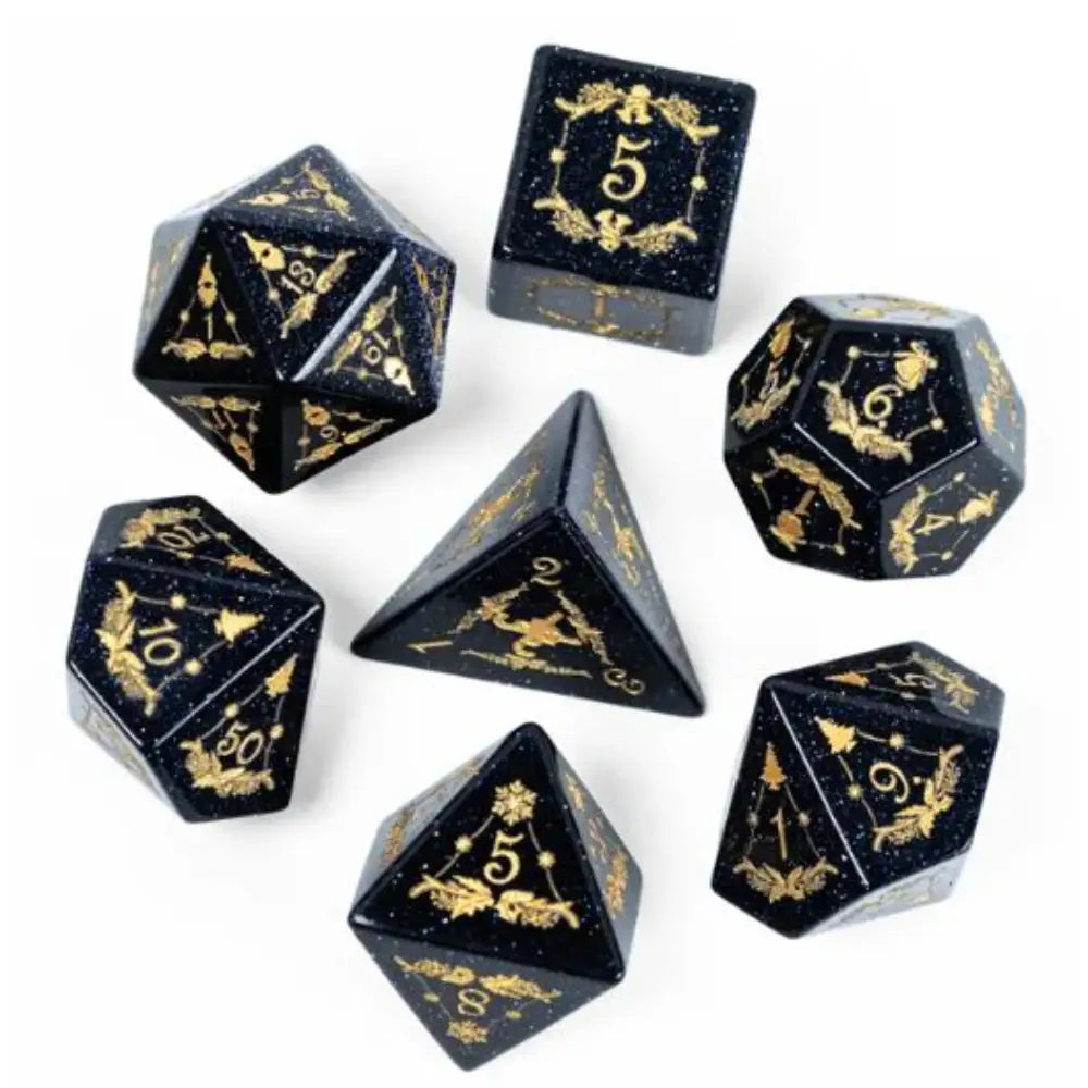 Gemstone Goldstone Polyhedral (D&D) Dice Set (7) Dice & Dice Supplies The Haunted Game Cafe   