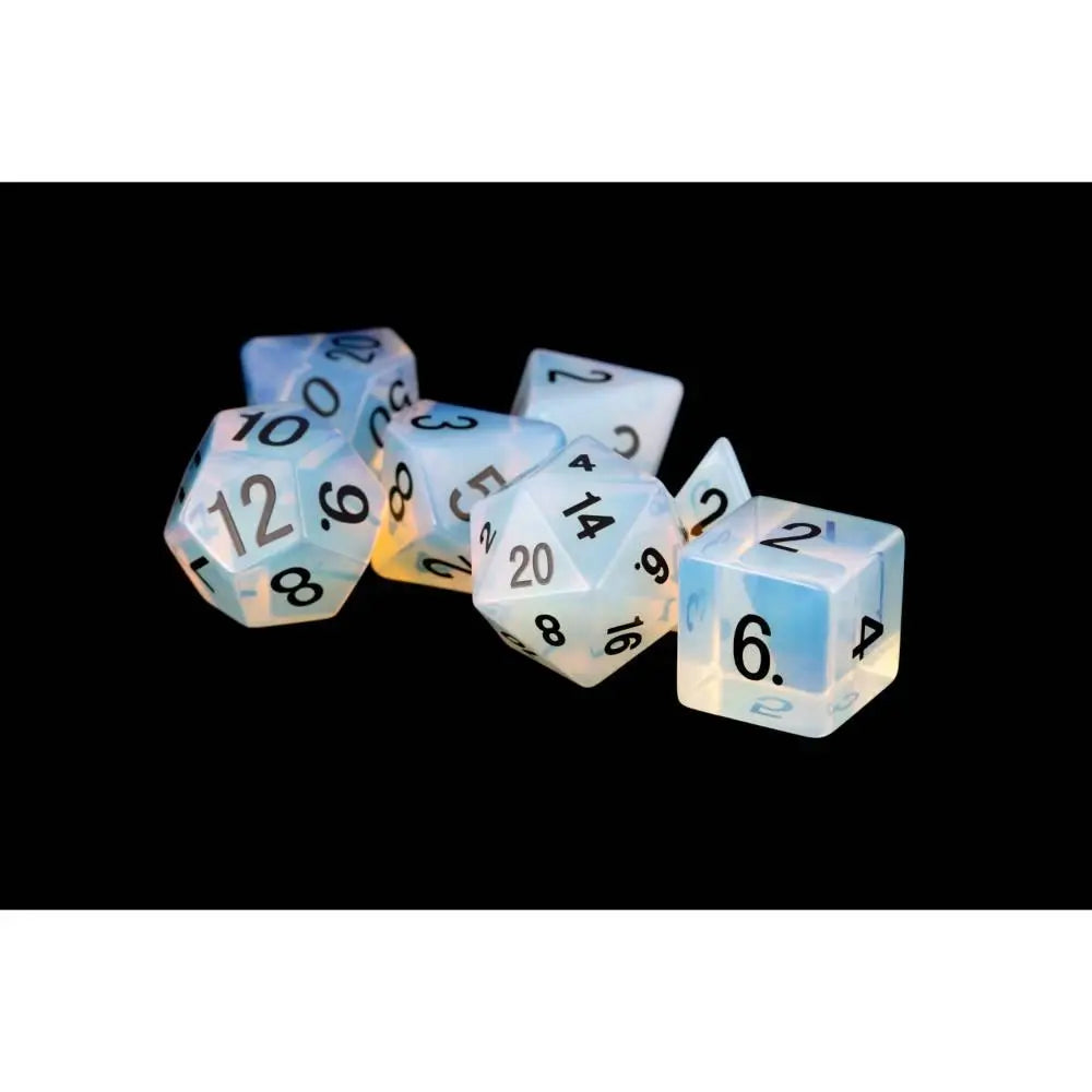 Opalite Gemstone Polyhedral Dice Set - 16mm Full Size 7-Piece Set For D&D & Tabletop Gaming