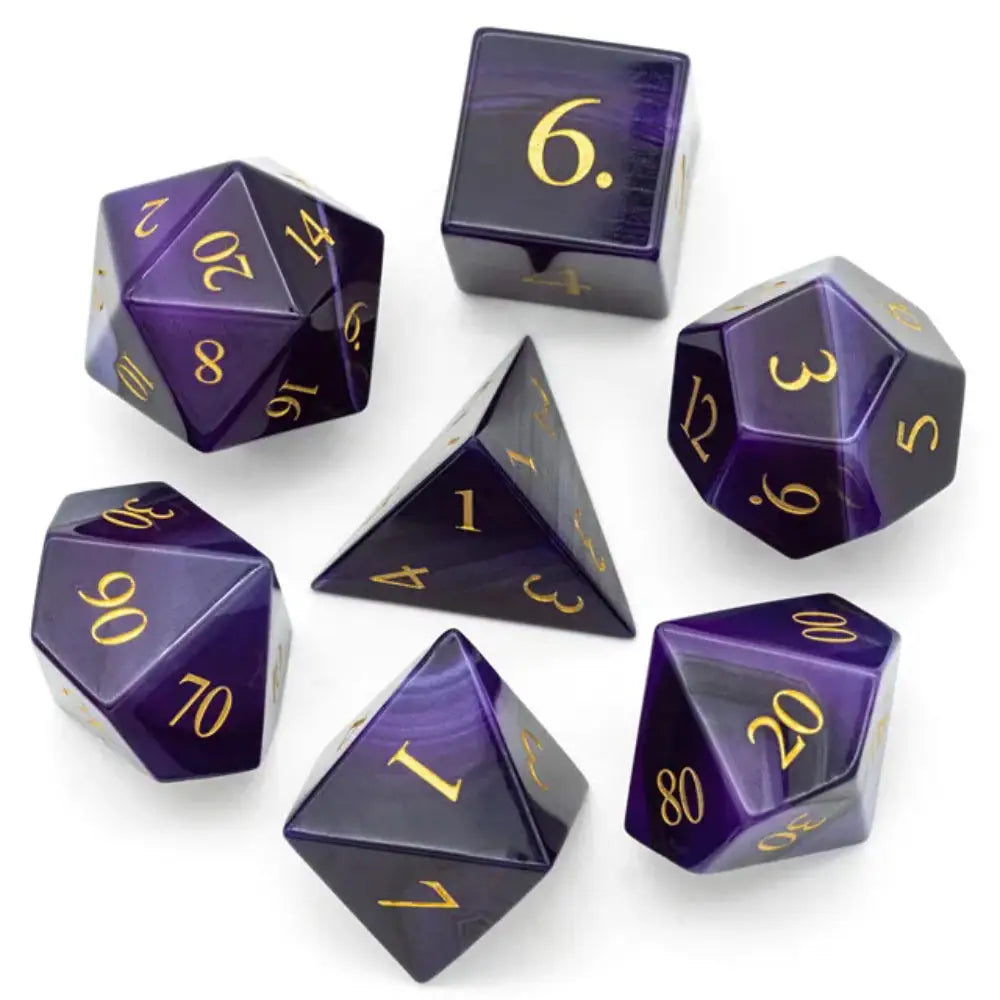 Gemstone Purple Agate Polyhedral (D&D) Dice Set (7) - Dice & Dice Supplies