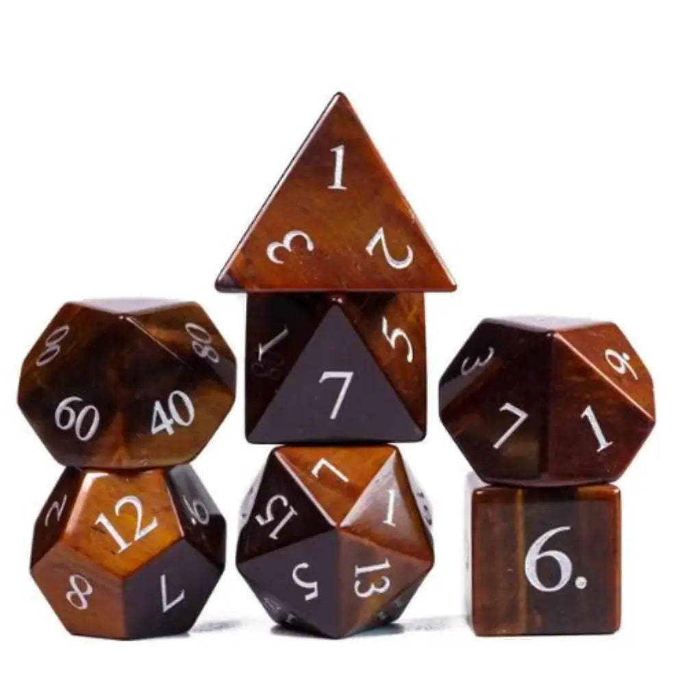 Gemstone Tiger's Eye Polyhedral (D&D) Dice Set (7) Dice & Dice Supplies The Haunted Game Cafe   