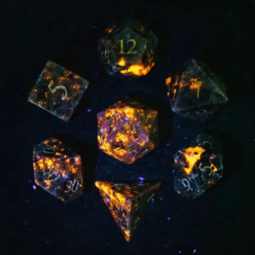 Gemstone Yooperlite Polyhedral (D&D) Dice Set (7) - Dice & Dice Supplies