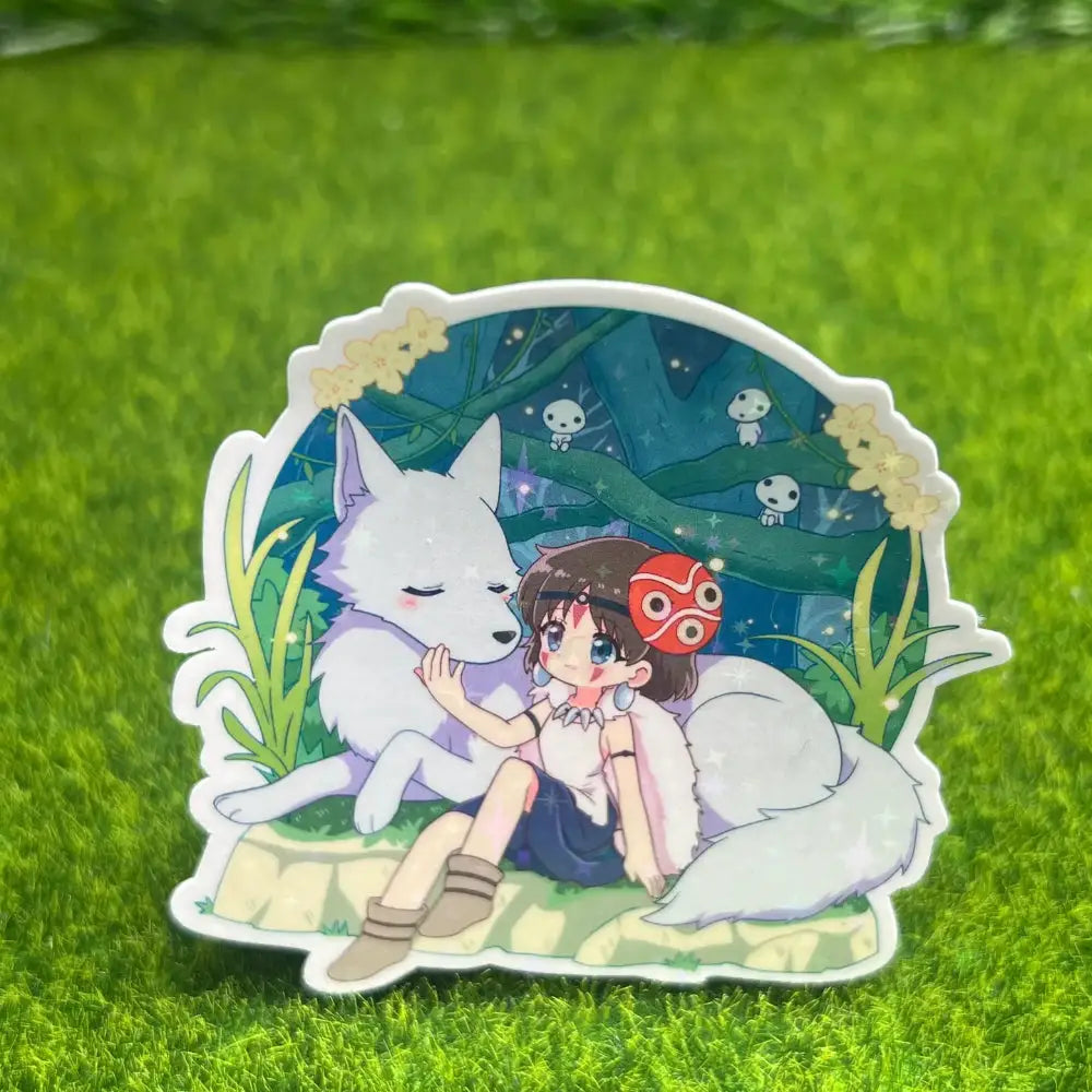 Ghibli Girls Princess Mononoke Holographic Sticker - Gifts