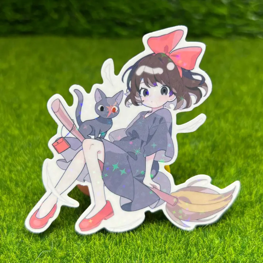 Ghibli Kiki & Cat Holographic Sticker - Gifts