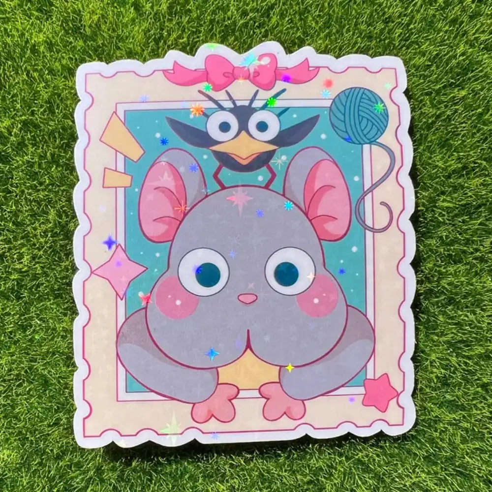 Ghibli Stamp Mouse/Bird Holographic Sticker - Gifts
