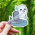 Ghost Drinking Coffee Sticker - Toys & Gifts