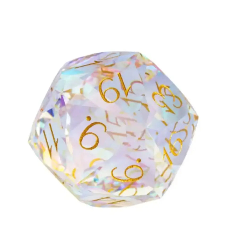 Glass 30mm D20 Die Rounded Rainbow Prism - Dice & Dice Supplies