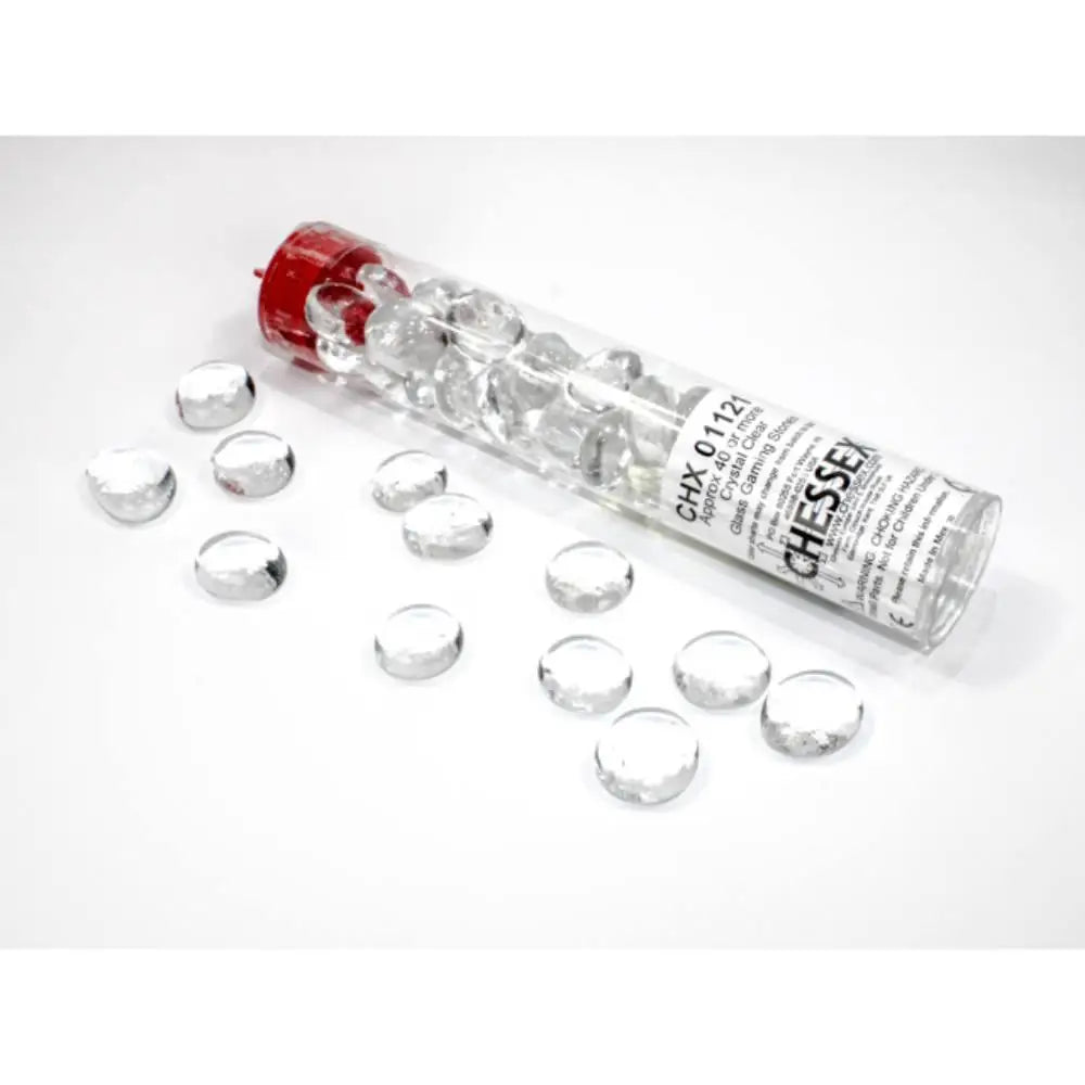 Glass Stones in 5.5’’ Tube (40) - Clear - DIS - Card Games