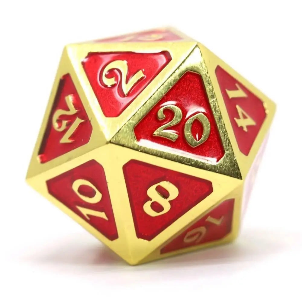 Gold Ruby Metal Polyhedral (D&D) Dice Set Dice & Dice Supplies Die Hard Dice Dire d20 (25mm)  