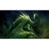 A green crystal dragon playmat by Sandara featuring a majestic serpentine dragon with glowing spiky scales