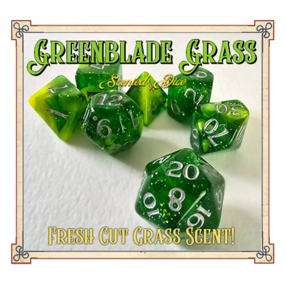 Greenblade Grass Scented Polyhedral (D&D) Dice Set (7) - Dice & Dice Supplies