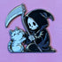 Grim Reaper Petting Cat Pin - Gifts
