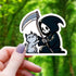 Grim Reaper Petting Cat Sticker - Gifts