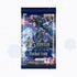 A vibrant blue and silver Gundam card game Stardust Trails booster pack with a mobile suit in action cosmic design