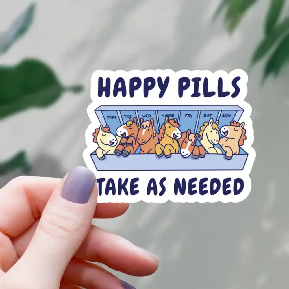 Happy Pills Horses Sticker - Gifts