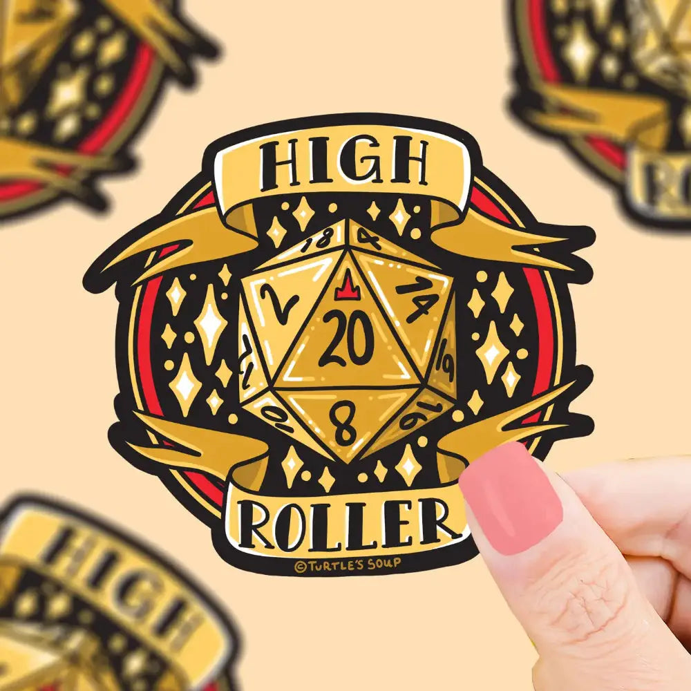 High Roller Dice D20 Polyhedron Sticker - Toys & Gifts