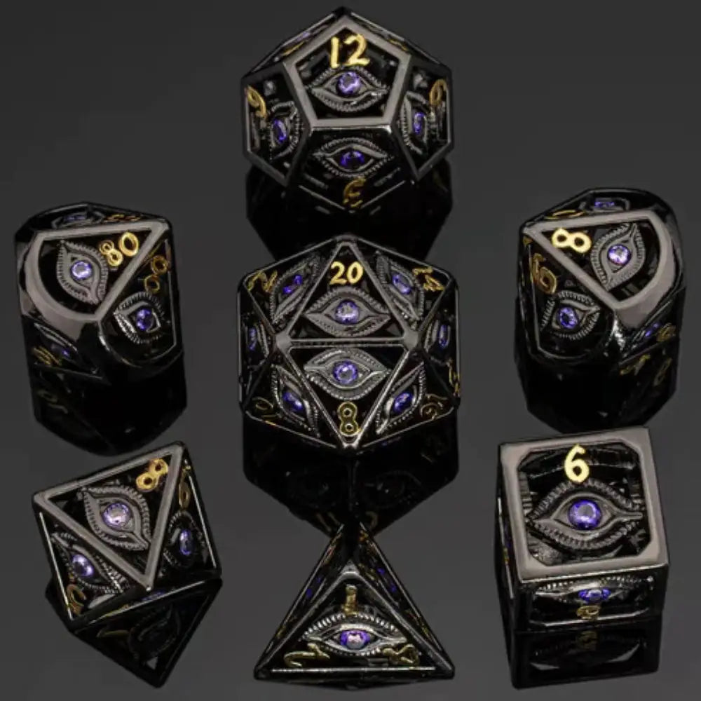 Hollow Dragon’s Eye Metal Polyhedral (D&D) Dice Set (7) - Dice & Dice Supplies