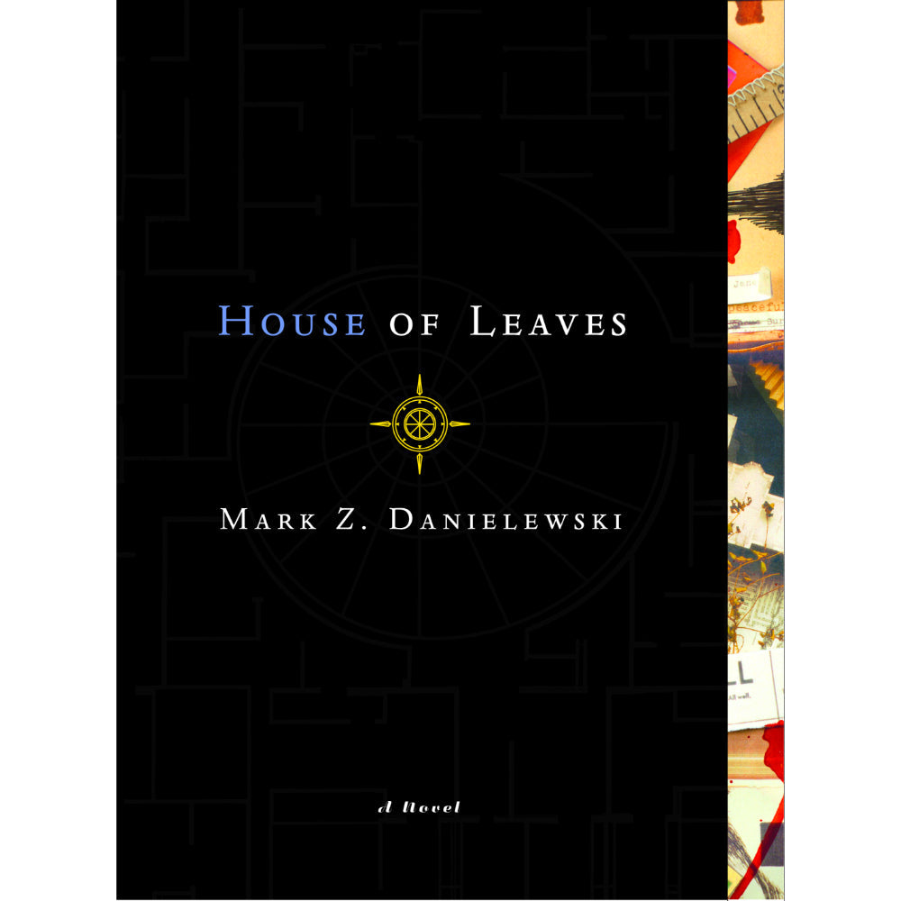 Black hardcover book house of leaves with gold embossed title and author mark z by house of leaves product