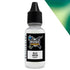 A small clear plastic bottle of huge miniatures gold green colorshift paint with black dropper cap 17ml