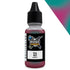 A small bottle of huge miniatures teal red colorshift paint with a black dropper cap and logo label