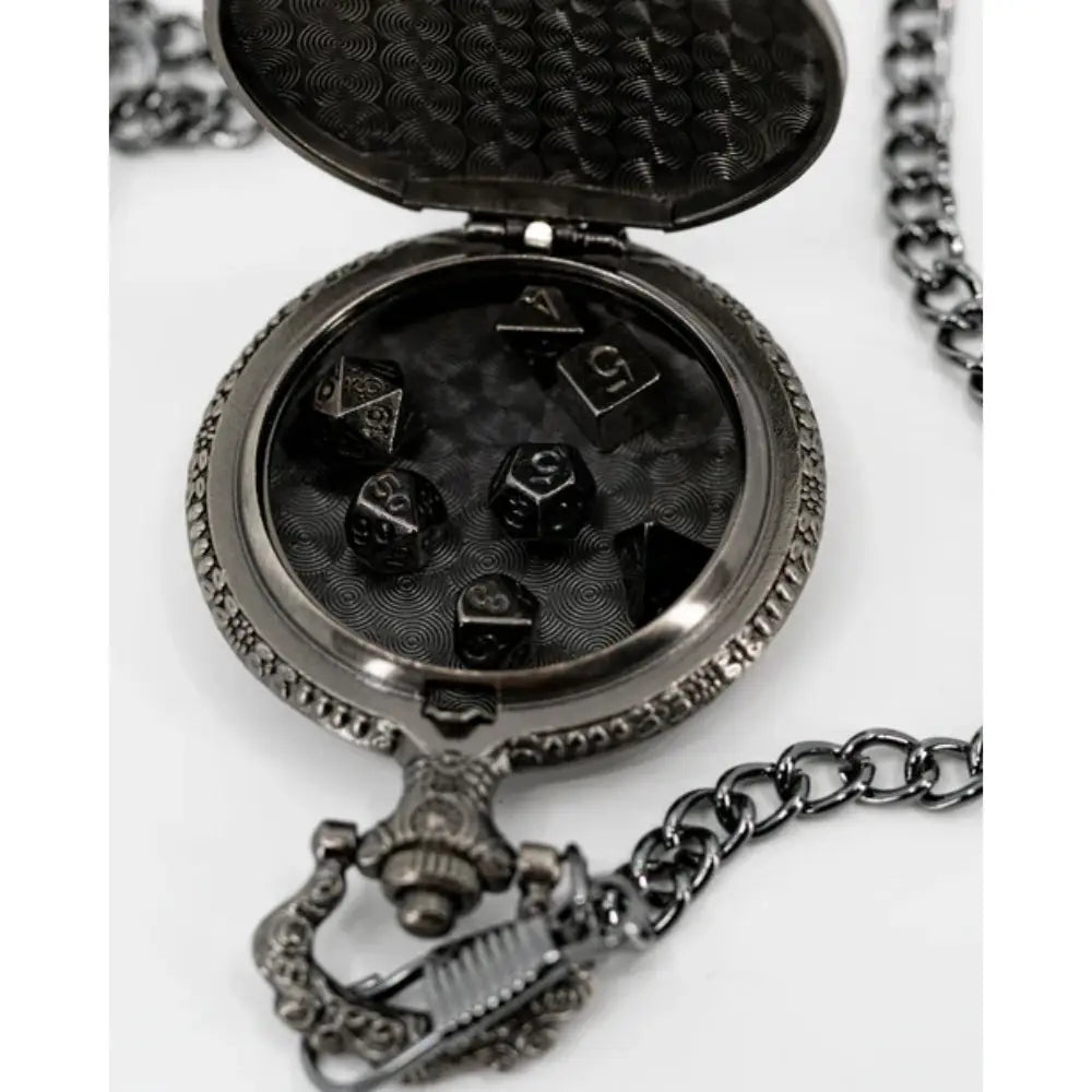 Ironside Pocket Watch with Micro Mini Metal Polyhedral Dice Set (7) - Dice & Dice Supplies