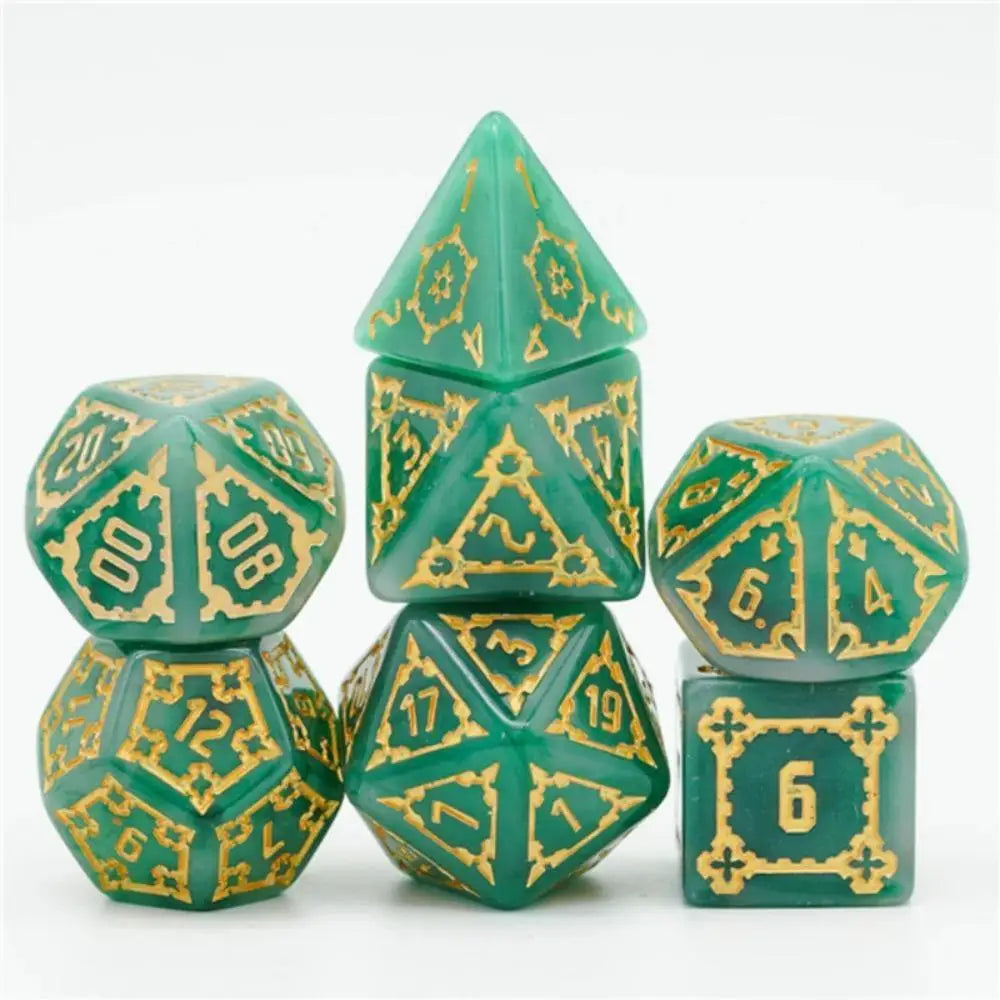 Jumbo Castle Polyhedral (D&D) Dice Set (7) Dice & Dice Supplies Foam Brain Games Green  