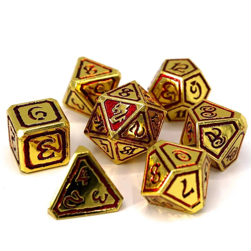 Kings of Gilded Ruin Metal Polyhedral Dice Dice & Dice Supplies Die Hard Dice Set of 7  