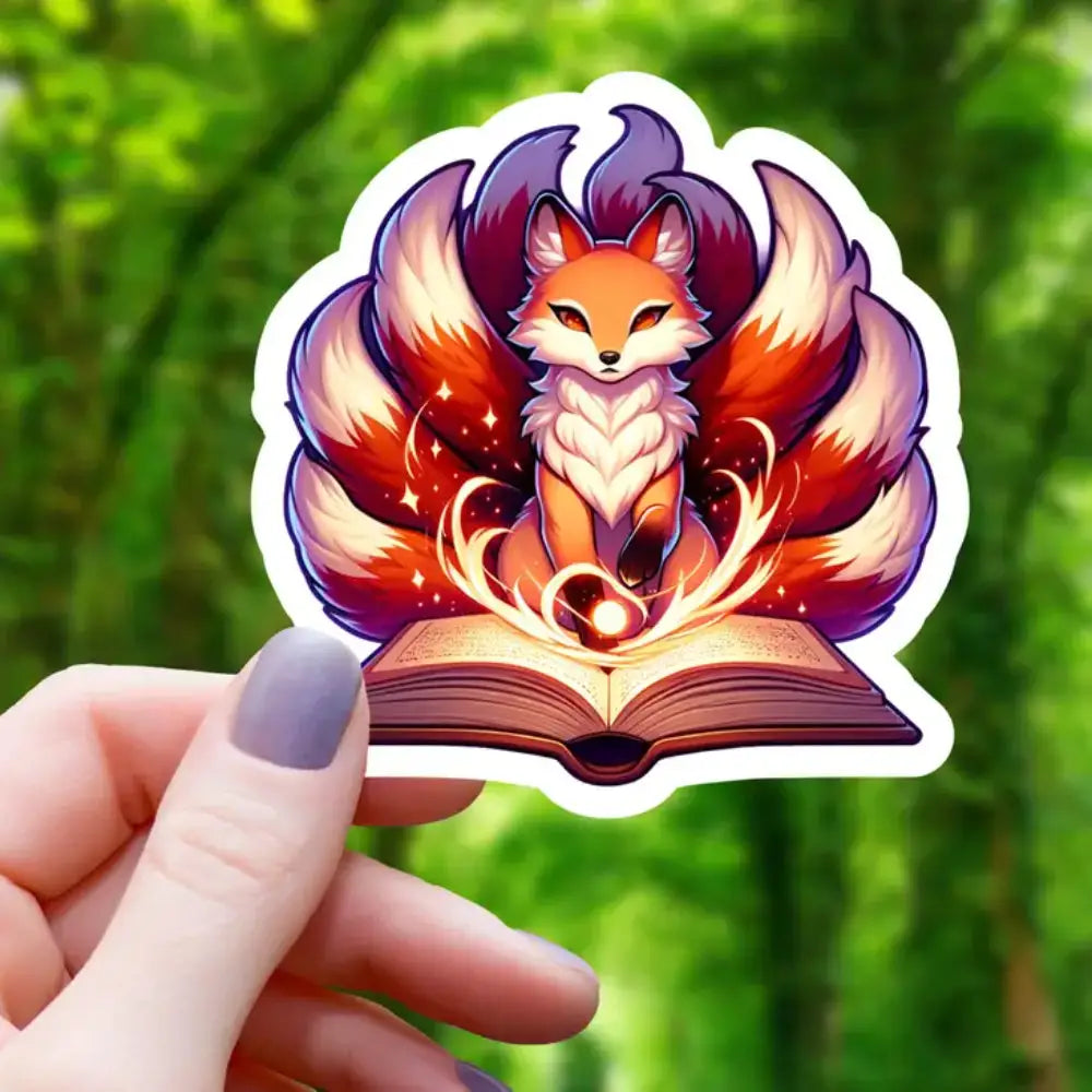 Kitsune Professor Reading Sticker - Gifts