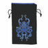 Black velvet kraken dice bag drawstring pouch with embroidered blue octopus and gold accents