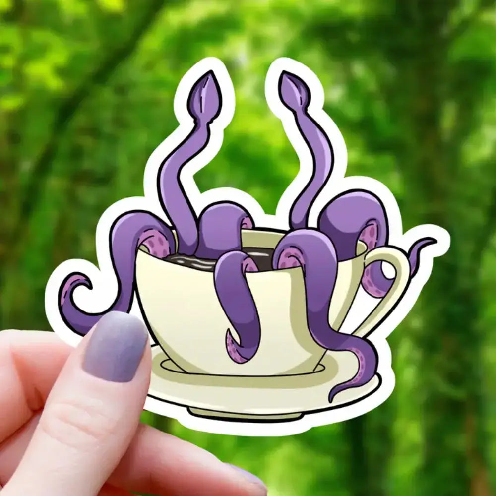 Kraken in a Coffee Cup Sticker - Gifts