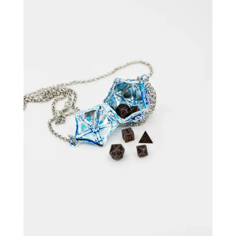 Leaves of Brightwater Pendant with Micro Mini Metal Polyhedral Dice Set (7) - Dice & Dice Supplies