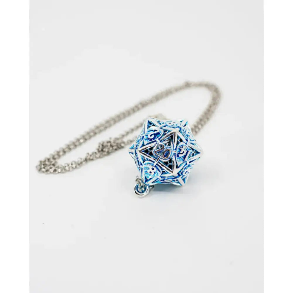 Leaves of Brightwater Pendant with Micro Mini Metal Polyhedral Dice Set (7) - Dice & Dice Supplies