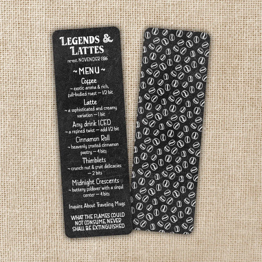 Legends & Lattes Menu Bookmark - Gifts