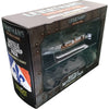 A detailed model of the bastille french battleship in metallic silver and copper colors displayed in branded packaging
